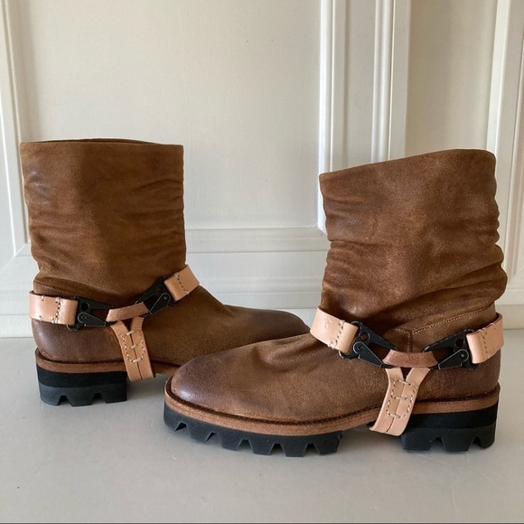 NWOT We The Free Free People Reya Harness Brown Leather Boots Sz 40